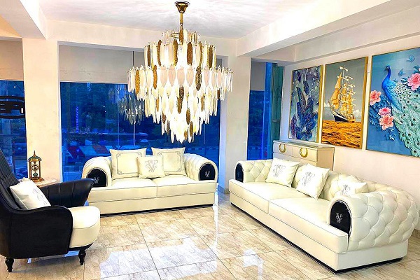 White Colour V Sofa