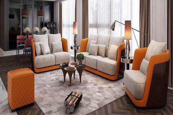 Fendy Orange-White Sofa